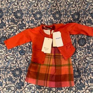 NWT orange plaid dress and sweater set thanksgiving dress!